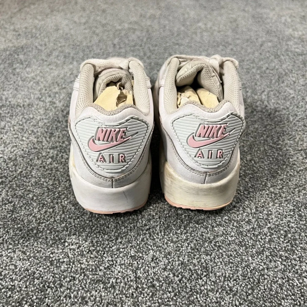 Nike Air Max 90 White Pink Leather Sneakers CD6864-121 Kids 5.5Y Womens 7